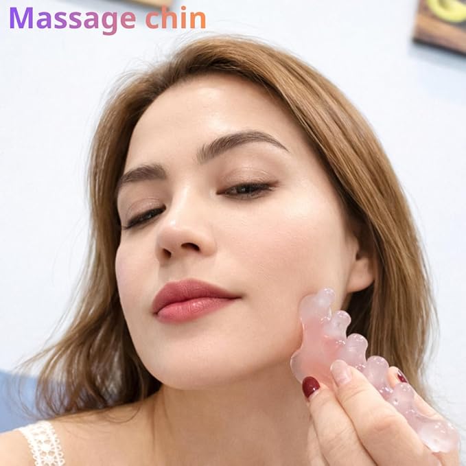 Pink Gua Sha & Massage Comb Set – Massage Tool for Neck, Eye, and Head Massage – Stress Relief, Lifting, and Meridian Therapy Tool for Relaxation – Perfect Self Care Gift for Women & Men