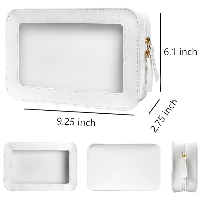 LETGO Clear Makeup Bags, TSA Approved Toiletry Bag with Zipper, Clear Makeup Organizer Fit Carry-on Travel Essentials,Clear Cosmetic Bags for Women Men (C-Beige)