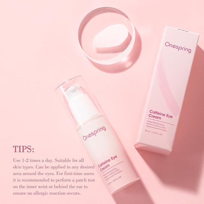 Onespring Eye Cream, Under Eye Cream with Caffeine + Hyaluronic Acid + Vitamin E, for Puffiness, Wrinkles & Fine Lines, Daily Cream for Moisturizing and Hydrating, Skin Care for Face, 1.05 Fl Oz