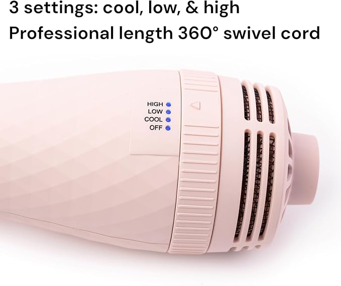 L'ANGE HAIR Le Volume 2-in-1 Titanium Blow Dryer Brush | Hot Air Brush for Hair Drying & Styling | Ionic Oval Barrel for Smooth, Frizz-Free Volume | (Blush – 75mm)