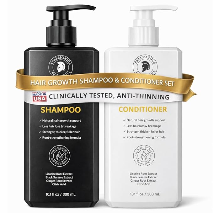 Hair Growth Shampoo and Conditioner Set: Mens Sulfate Free Hair Growth Root Activator Thickening Shampoo for Hair Loss and Thinning Hair - Hair Loss RegrowthTreatments for Women Men