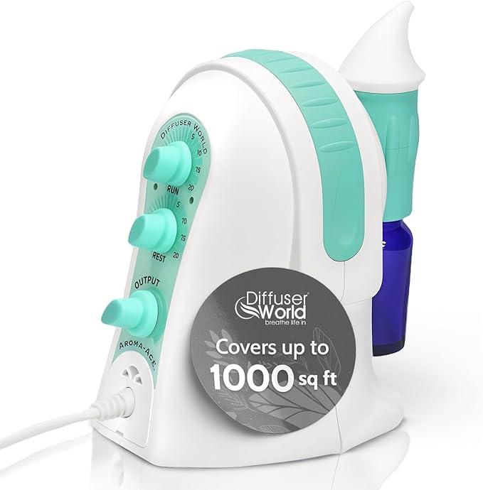 1000 Sq Ft Waterless Diffuser for Essential Oils, Made in USA Green Waterless Aroma Atomizer for Home Large Room Fragrance, Home Scent Machine, Air Aromatherapy with Adjustable Timer