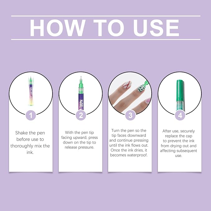 12 Colors Nails Art Pens Set,Upgrade Nails Art Markers with 0.5mm Fine Tip,Nails Art Markers Polish Pen for 3D Nails Art,Drawing Painting Liner Brush for DIY Nails Art Drawing Painting Tools(C-3 Sets)