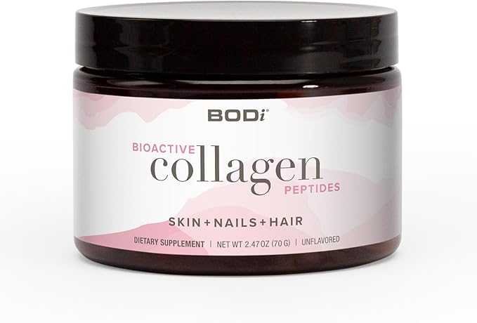 BODi Bioactive Collagen Peptides Powder, Collagen Type I & III for Skin, Hair and Nail Health, Gluten-Free Supplement for Women - Hydrolyzed Collagen, Unflavored, 2.47 oz, 28 Servings