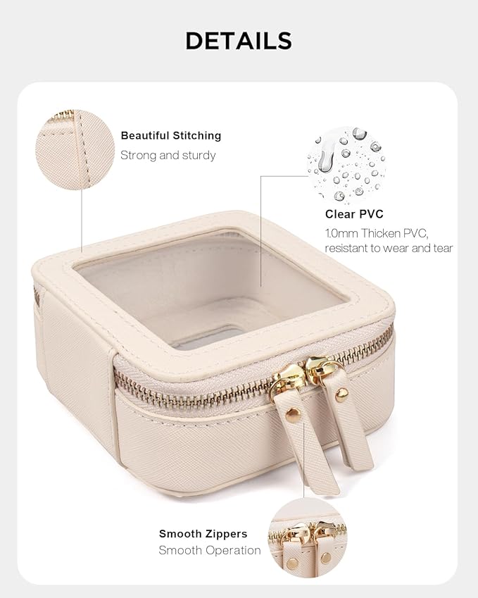 LETGO Clear Makeup Bags Small, Small Clear Makeup Bag for Purse,Mini Clear Makeup Pouch Purse Organizer Fit Carry-on Travel Essentials,Clear Cosmetic Bags for Car Accessories for Women (Mini-Beige)