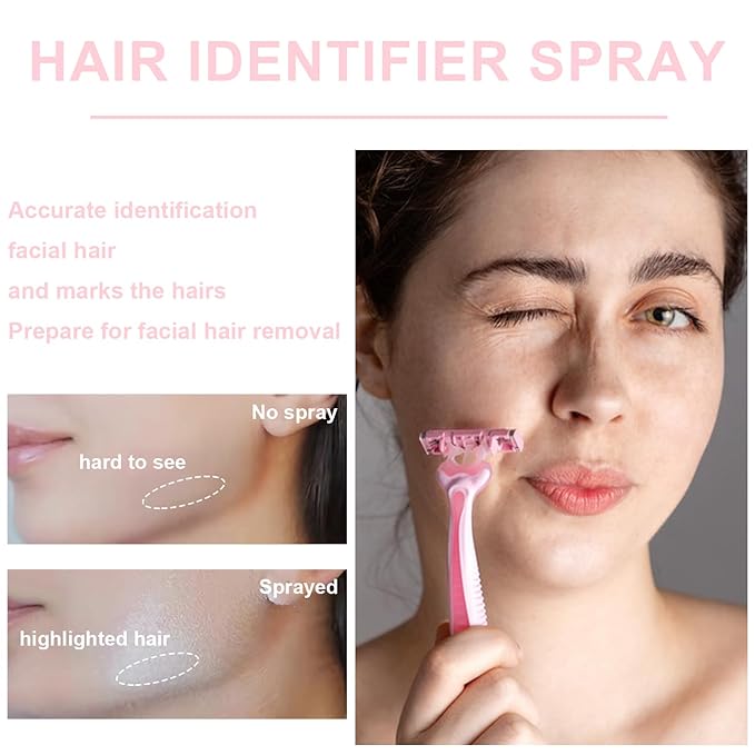 Hair Identifier Spray for Face Shaving,Moisturizing and Skin Care Dermaplaner Spray, Glow Reveal Face Spray for Face Dermaplaning, Peach Fuzz Remover for Women Face (1pc)