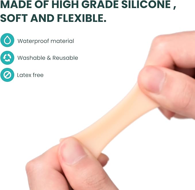 Silicone Toe Protectors – 12 Pack Silicone Toe Sleeve for Hammer Toes, Corns, Calluses, Blisters – Soft Gel Toe Tube Pads for Pain Relief(Beige)