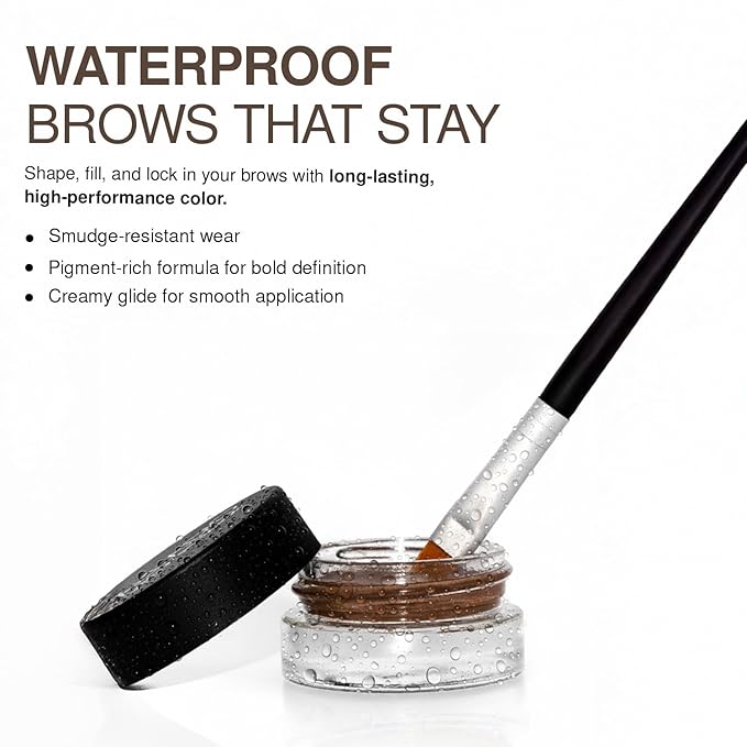 Palladio Brow Pomade Waterproof, 24 Hour Wear, Smudge Proof and Sweat Resistant Formula, Super Creamy Formula Glides on And Helps to Fill in Brows for a Dramatic, Defined, Flawless Look (Medium Brown)