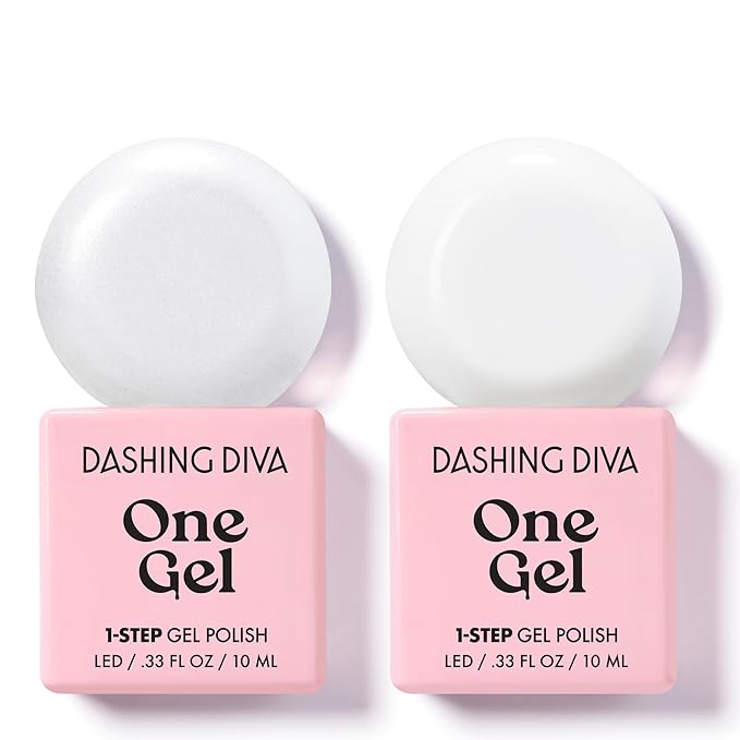 Dashing Diva One Gel Color Duo - Whites - Frost & Marshmallow - 3-in-1 Base Coat, Nail Color & Top Coat - Gel Nail Polish Set - Contains 2 Colors