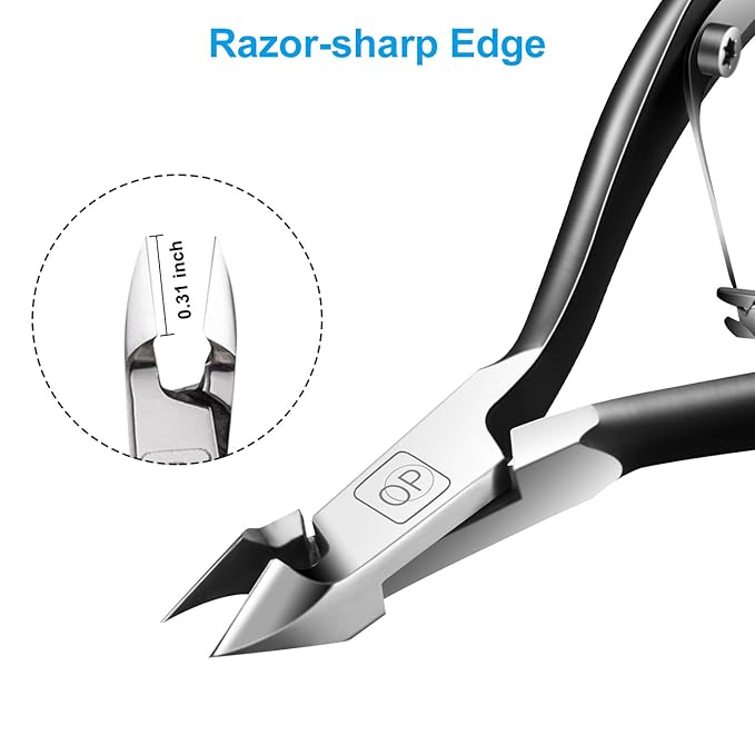 Cuticle Nippers Cuticle Trimmer Remover Clippers Stainless Steel Cutter Extremely Sharp Scissors Manicure Tool Nail Care, opove X7 Black