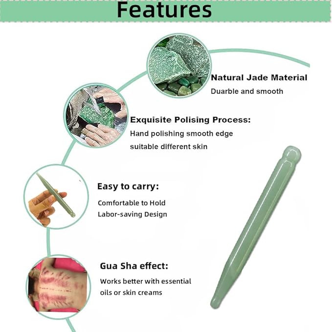 Jade Acupuncture Pen Deep Tissue Gua Sha Massage Tools Natural Facial Tool Manual Acupuncture Massage Pen for Full Body