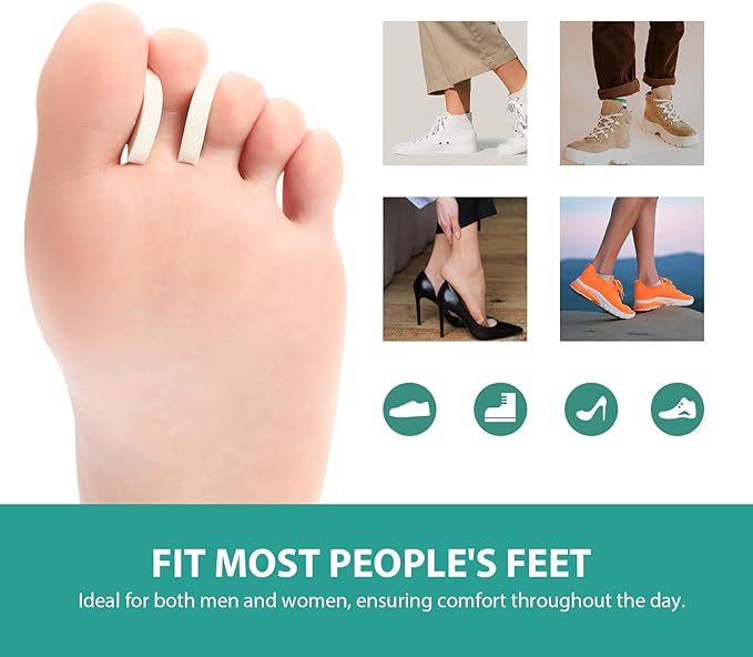 Welnove Foam Toe Separators - 40 Pack Toe Spacers for Corn, Blister, and Hammer Toe Relief - Breathable, Adhesive Options for Pain from Bunions, and Toe Overlap, Toe Spacers for Men