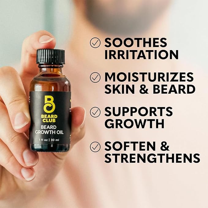 The Beard Club Beard Growth Kit - Derma Roller, Beard Growth Oil, Sandalwood Balm, Comb - Gift Set