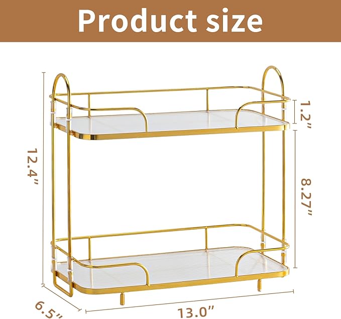 2 Tier Corner Bathroom Counter Organizer, Cosmetic Skincare Organizer, Bathroom Countertop Perfume Tray Vanity Organizer, Kitchen Spice Corner Storage Shelf | Bathroom Countertop, Perfume Tray, Vanity Organizer, Kitchen Spice