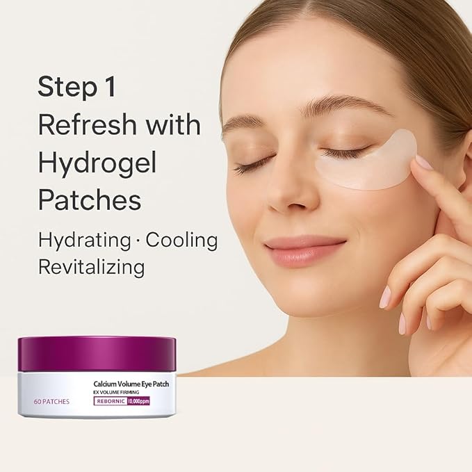 Eye Care Duo – Calcium Multi Balm Stick + Hydrogel Under Eye Patches 60ea (30 Pairs), Hydrating & Smoothing Eyes Treatment, Gentle on Skin, Travel Friendly