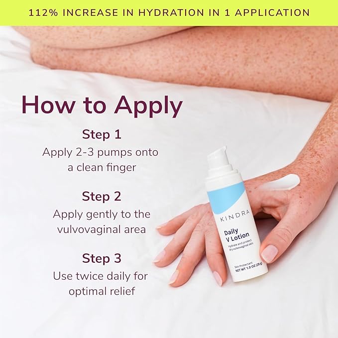 Kindra Daily V Moisturizer Lotion - Vaginal Cream For Vaginal Dryness, Feminine Care, Itch, Discomfort - Hormone Free, Gyn Tested, pH-balanced, Doctor Recommended - 60 Applications
