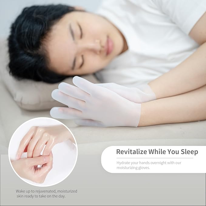 Moisturizing Gloves Overnight, Hand Care, Touchscreen Compatible, Reusable Hand Masks Moisturizing Glove, Suitable for Dry Hands, White Silicone Gloves for Men and Women, Spa