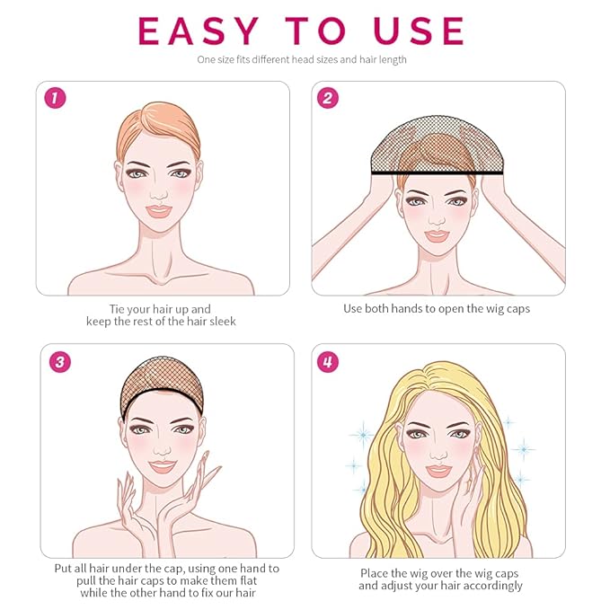 Fandamei Wig Cap, 4PCS Black Mesh Wig Cap Net, Closed End Hair Mesh Net Wig Caps, Liner Weaving Caps for Women, Men, Kids