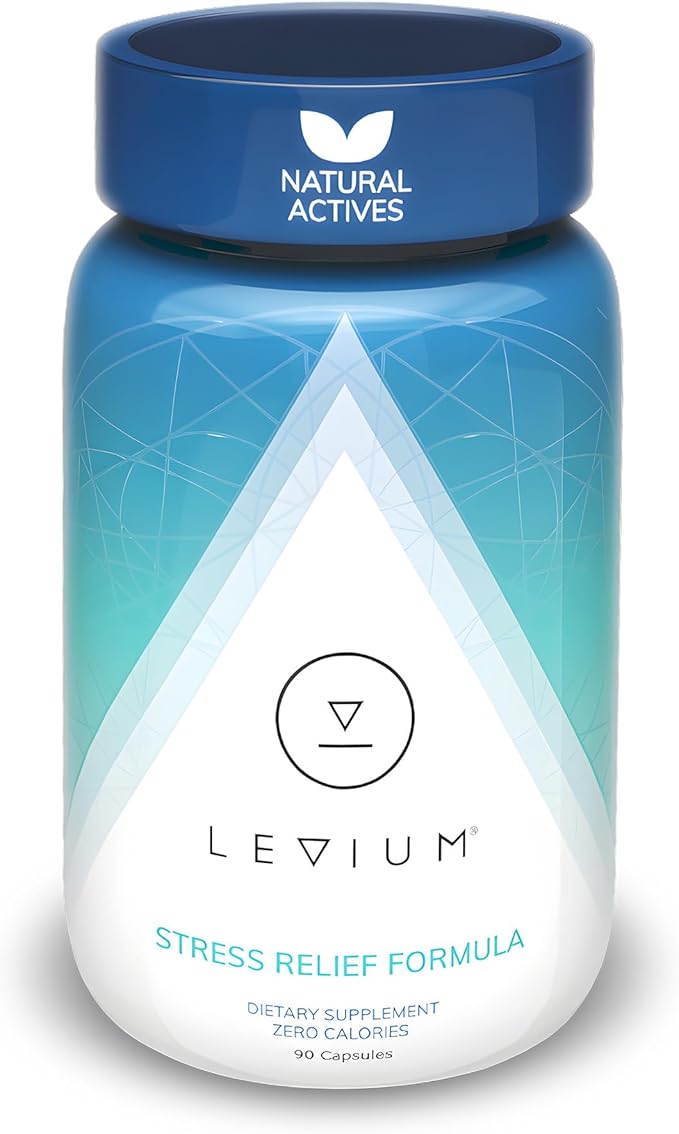Levium Maximum Strength Stress Relief Supplement | Calm and Mood Support Supplement with KSM-66 Ashwagandha, GABA, L-Theanine, Magnesium | 90 Capsules, 30 Day Supply