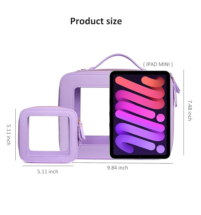 LETGO Clear Makeup Bags Set - TSA Approved Toiletry Bag with Handle Large Opening, Clear Toiletry Bags Case Pouch for Travel Essentials Car Accessories for Women Men (0-2Pack-Purple)