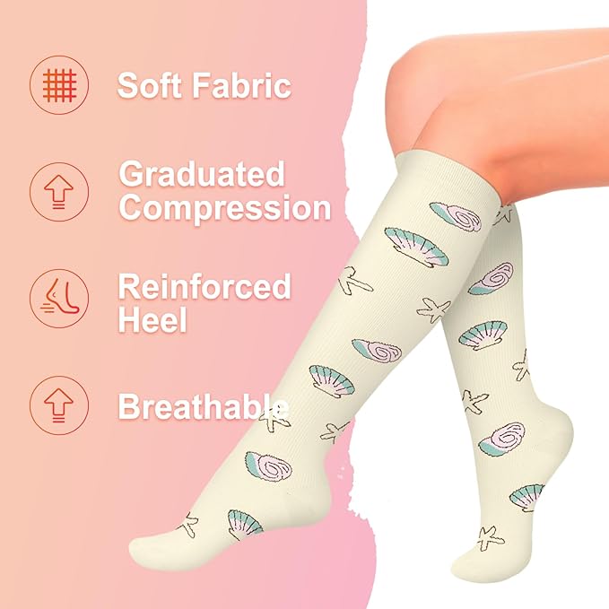 Iseasoo 4 Pairs Compression Socks for Women Circulation-Best Support for Nurses,Running,Athletic,Travel