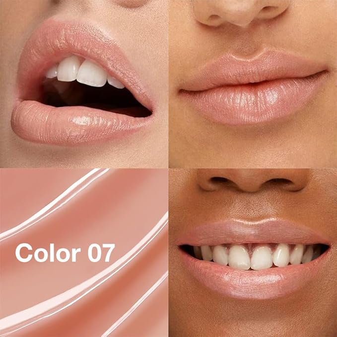 QIDSTERS Tinted Lip Balm Moisturizing Lipstick, Nude Pink Hydrating Lipstick for Women, 24 Hour Long Lasting Moisturization Lip Gloss Stain Makeup, Lightweight Non Greasy Moisturizer Lips, 07