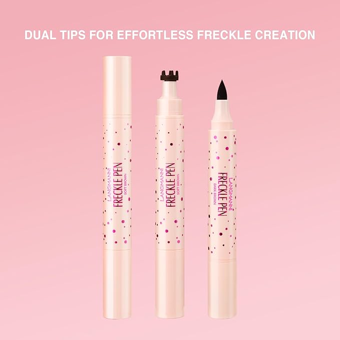 Jolilab Freckle Pen 3-in-1: Dual-Ended Stamp & Precision Tip (Eyeliner/Brow Pencil), 2 Shades Soft Brown/Dark Brown, Waterproof Long-Lasting Smudge-Proof Compact On-the-Go Makeup(SOFT&DARK)