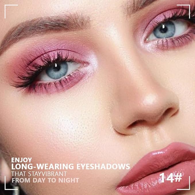 evpct Pink Powder Eyeshadow Quad Palette, Light Pink Rose Nude Chocolate Dark Brown Matte Glitter Shimmer Matte High Pigment Eye Shadow Palette Makeup for older Women, Smudge Proof Vegan Cruelty-free