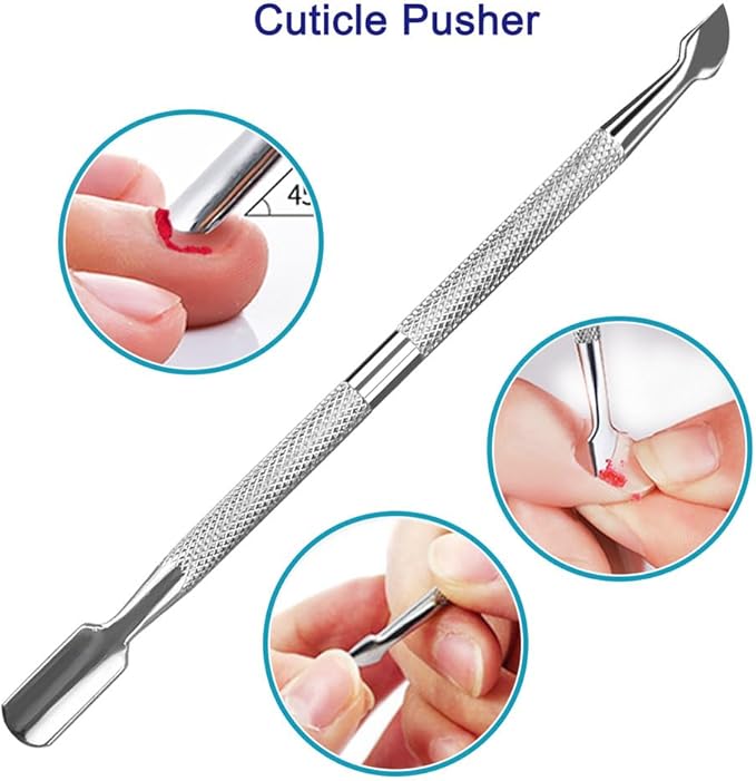7PCS Professional Cuticle Nippers with Cuticle Pusher Set, Stainless Steel Cuticle Trimmer and Nail File for Women Fingernail Manicure Tools Kit at Home Salon