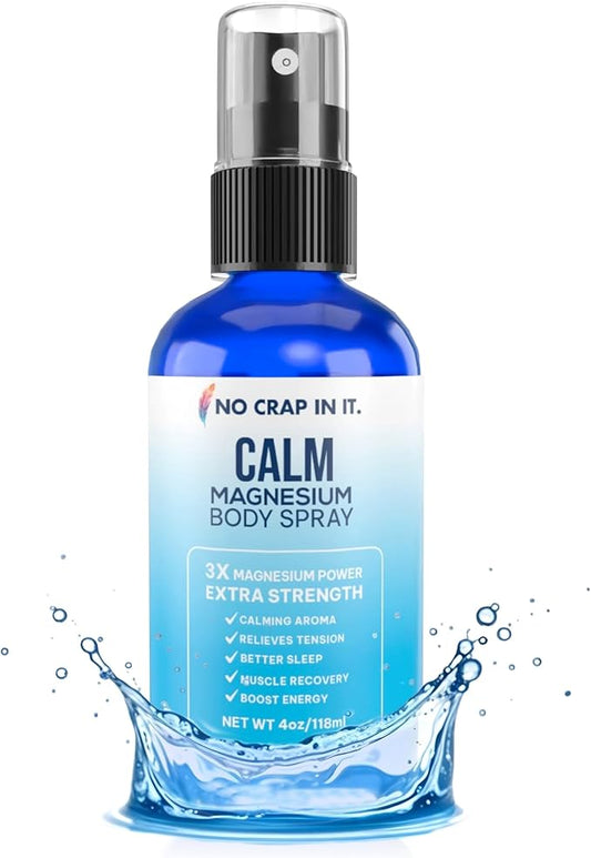 No Crap In It Calm Magnesium Spray Triple Magnesium Power: All Natural Magnesium Chloride, Glycinate, Sulfate-4oz