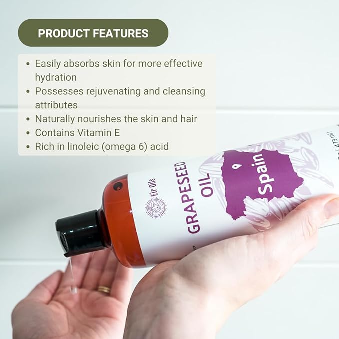 Nature Packaged Grapeseed Oil - Pure Grapeseed oil for Skin - 100% Pure Carrier Oil for Hair, Face, and Skin - Direct from EIR Oils in the Beautiful Spanish Countryside (4 Gallons)