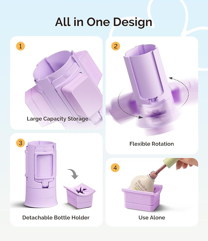 MelodySusie GelCarousel For Nail Polish Bottle Holder and Nail Art Tools Organizer, 360° Rotating Storage Container with 3Pcs Detachable Silcone Gel Polish Holder, Purple(Only Box)