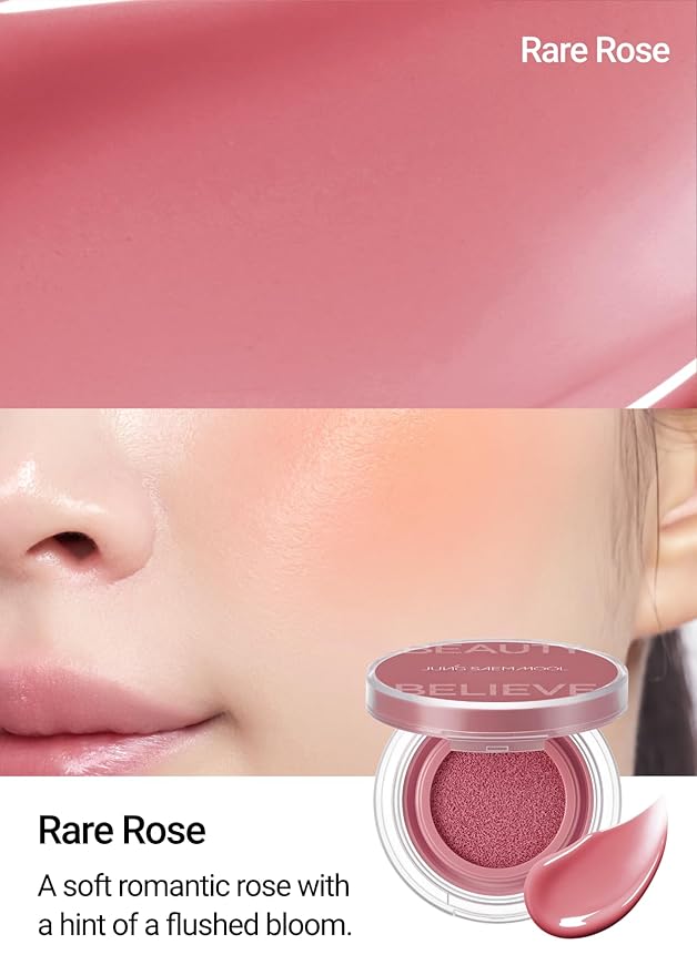 JUNG SAEM MOOL Artist Cushion Blush | Easy to Blend with Puff, Buildable Liquid Blush for Cheeks with a Dewy & Natural Finish, Korean Makeup (Rare Rose)