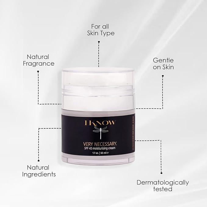IKNOW VERY NECESSARY Broad Spectrum SPF 40 Skincare, Sun Protection Cream for UV Protection, Broad Spectrum SPF 40 Moisturizer Lotion for Pro-Aging, Spf 40 Facial Moisturizer and Sunblock