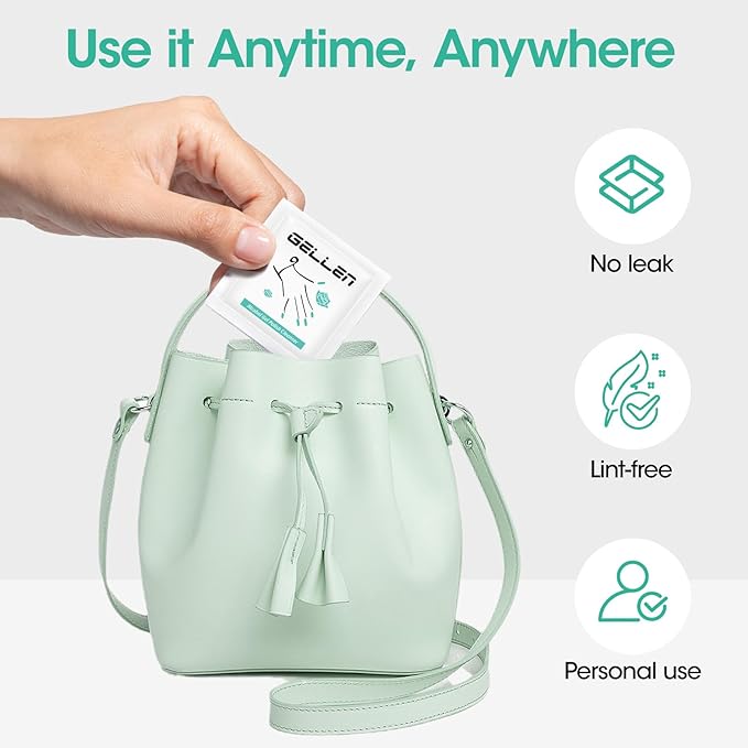 Gellen 400 Pack Nail Cleanser Pads, Alcohol Pads for Nails, Individually Wrapped Nail Prep Pads, Lint-free Tacky Layer Residue Remover Wipes for Acrylic & Builder Gel Polish Press-ons