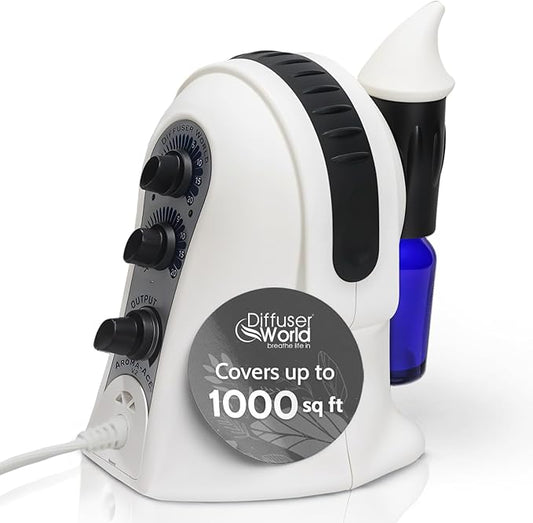 1000 Sq Ft Waterless Diffuser for Essential Oils, Made in USA Black Waterless Aroma Atomizer for Home Large Room Fragrance, Home Scent Machine, Air Aromatherapy with Adjustable Timer