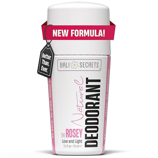 Bali Secrets Natural Deodorant for Women & Men. Nonsense Free. Clean Formula for Sensitive Skin. Strong & Reliable Odor Protection. No Synthetic Aluminum. Organic & Vegan [THE ROSEY]