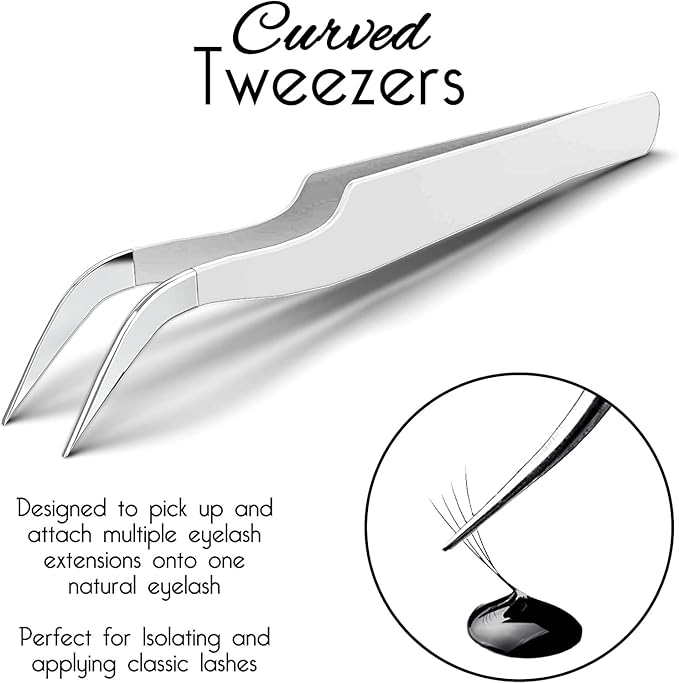 SIVOTE Eyelash Extension Tweezers for Classic & Volume Lashes, 2-Pack, White