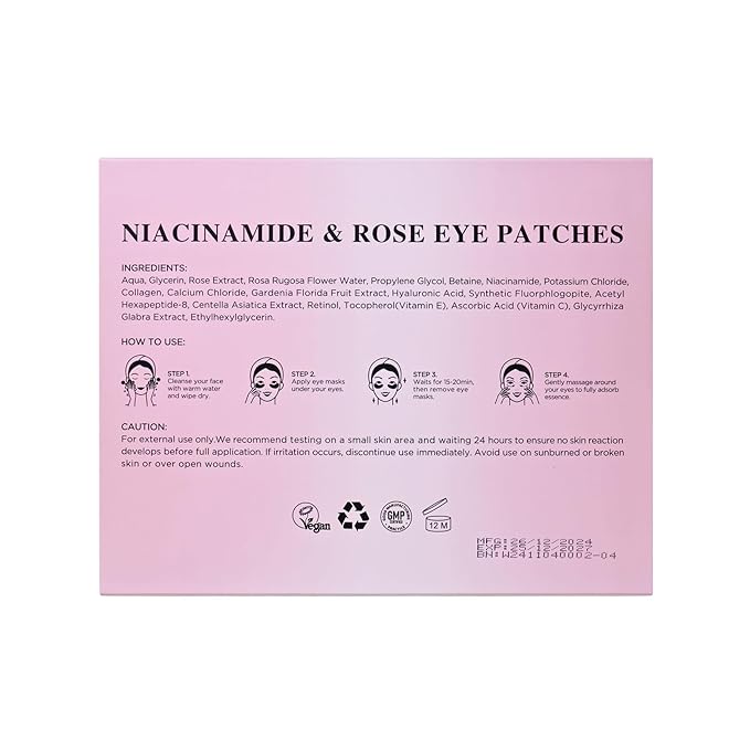 Yeokoe Under Eye Patches for Dark Circles,Puffy Eyes,20 Pairs Face Masks SkinCare With Niacinamide and Rose for Rehydrated