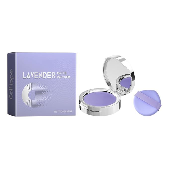 Lavender Matte Setting Powder, Pressed Face Powder for Oil Control, Lightweight Transfer Resistant Long Wear Natural Finish