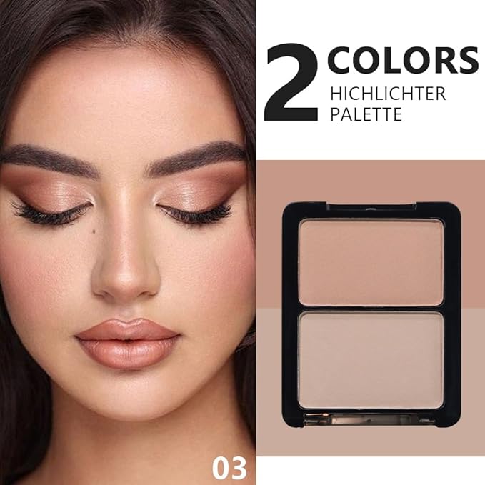 HHLTOH 3 in 1 Sculpting Powder Palette for Old Women – Highlight, Contour, Nose Shadow & Eyeshadow Base – Buildable Matte Face Powder for Setting, Enhancing & Natural Finish (03# Beige & Light Brown)