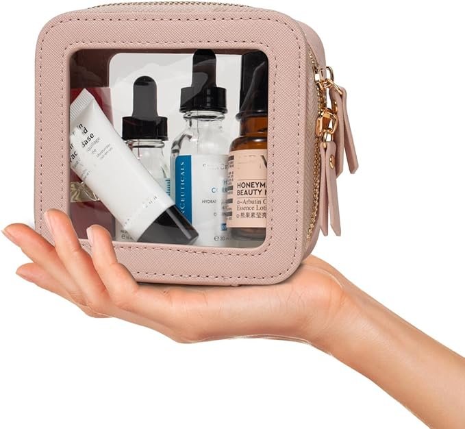 Travel Clear Makeup Bag Set, TSA Approved Cosmetic Bag Case with Zipper Portable Makeup Pouch Toiletry Bag Traveling Cosmetic Organizer Storage Bag Car Organizer Car Essentials