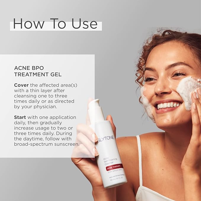 Glytone Acne BPO Treatment Gel - 5% Benzoyl Peroxide Spot Acne Treatment for Face - Cystic Breakout and Scar Medication - Non-Comedogenic Time-released Formula for Oily, Blemish-Prone Skin - 2 fl oz
