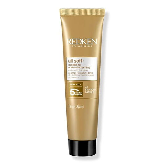 Redken All Soft Argan Oil Conditioner | For Dry / Brittle Hair | Moisturizes & Provides Intense Softness | With Argan Oil | Travel Size | 1 Fl Oz