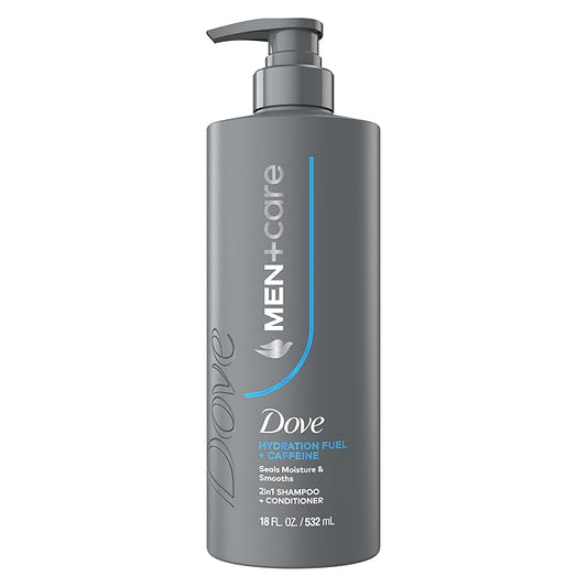 Dove Men+Care Shampoo 1 ct Hydration Fuel to Seal Moisture & Smooth Hair, with Caffeine, 18 FL OZ