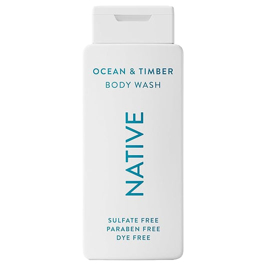 Native Body Wash Contains Naturally Derived Ingredients | For Women & Men, Sulfate, Paraben, & Dye Free Leaving Skin Soft and Hydrating | Ocean & Timber 18 oz