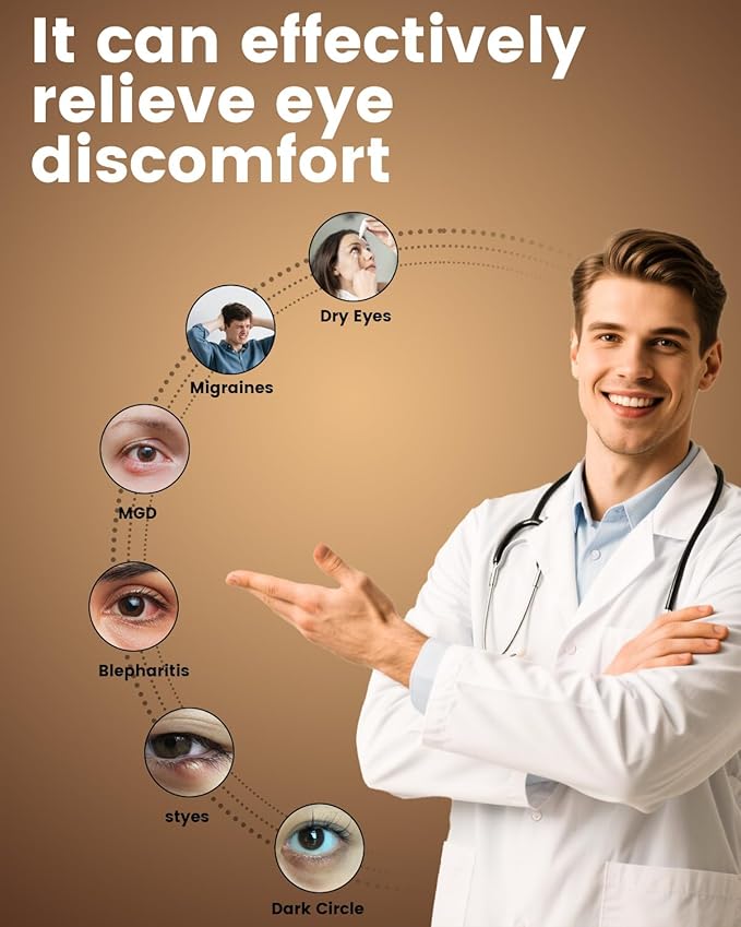 Heated Eye Mask - Cordless Eye Mask for Dry Eyes, Eye Relief, Improved Sleep, Timed Shutdown, 4 Temperature, Washable Eye Heating Pad for Travel, Removable for Cleaning - Black