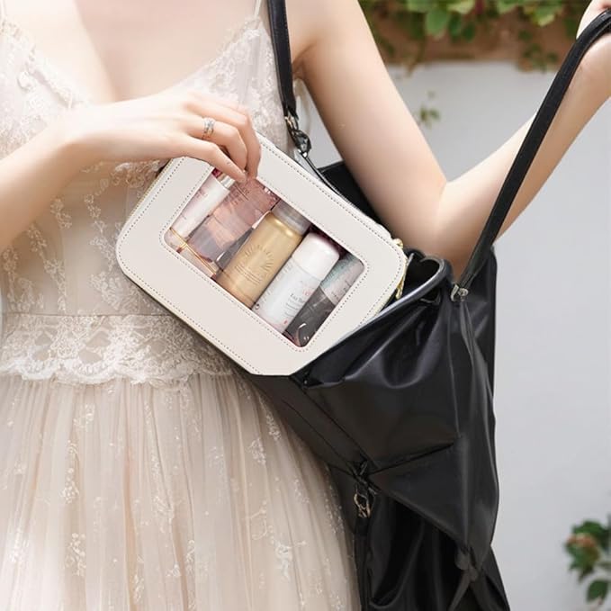 Travel Clear Makeup Bag Set, TSA Approved Cosmetic Bag Case with Zipper Portable Makeup Pouch Toiletry Bag Traveling Cosmetic Organizer Storage Bag Car Organizer Car Essentials