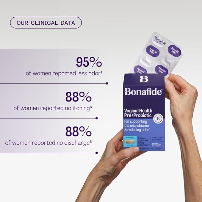 Bonafide Clairvee Vaginal Probiotic – Hormone-Free, Drug-Free Relief from Odor, Vaginal Itching and Discharge (3 Month Supply)
