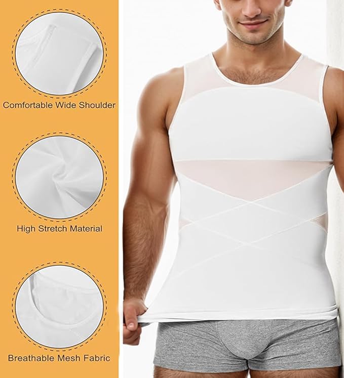 Gynecomastia Compression Shirt Slimming Body Shaper Vest Workout Tank Tops Abs Abdomen Undershirt Tummy Control